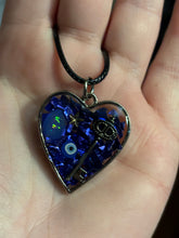 Load image into Gallery viewer, Blue Scrapbook Style Heart Necklace

