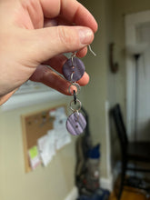 Load image into Gallery viewer, Purple/Black Button Earrings
