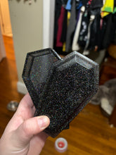 Load image into Gallery viewer, Black Glittery Coffin Trinket Box
