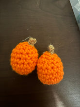 Load image into Gallery viewer, Crochet Pumpkin Dangle Earrings
