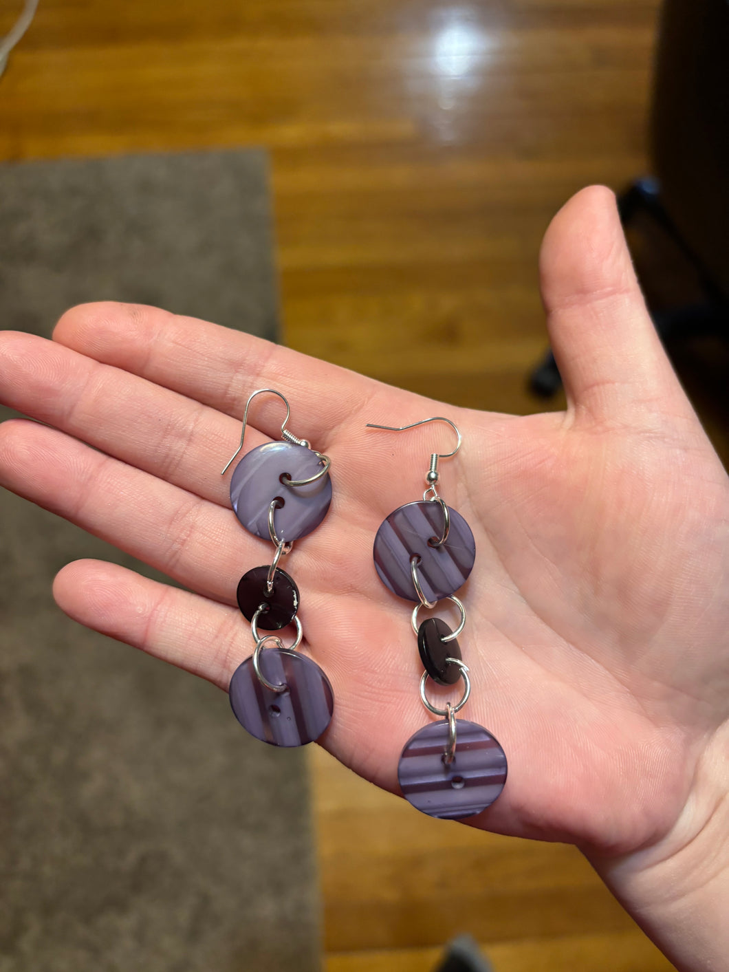 Purple/Black Button Earrings