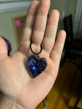 Load image into Gallery viewer, Blue Scrapbook Style Heart Necklace
