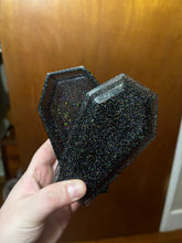 Load image into Gallery viewer, Black Glittery Coffin Trinket Box
