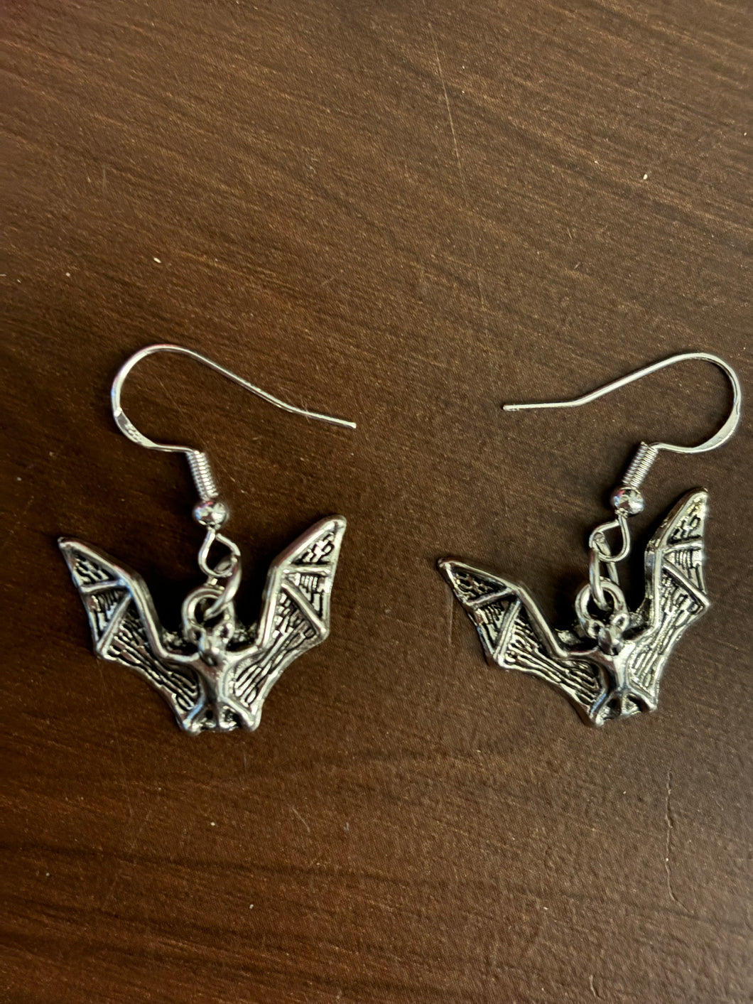 Silver Bat Dangle Earrings