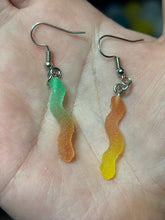 Load image into Gallery viewer, Sour Gummy Worm Dangle Earrings
