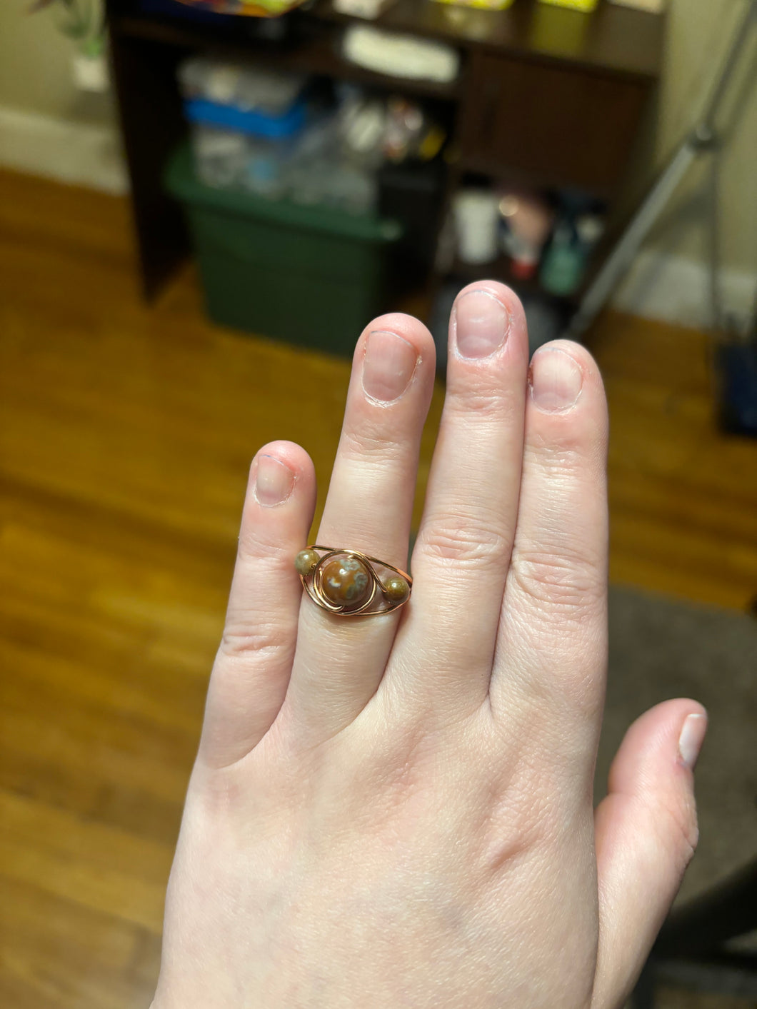Red Agate Wire Wrapped Ring (Size 6)