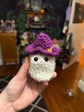 Load image into Gallery viewer, Little Crochet Ghost With Witch Hat
