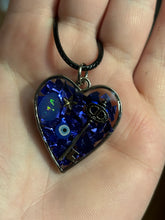 Load image into Gallery viewer, Blue Scrapbook Style Heart Necklace
