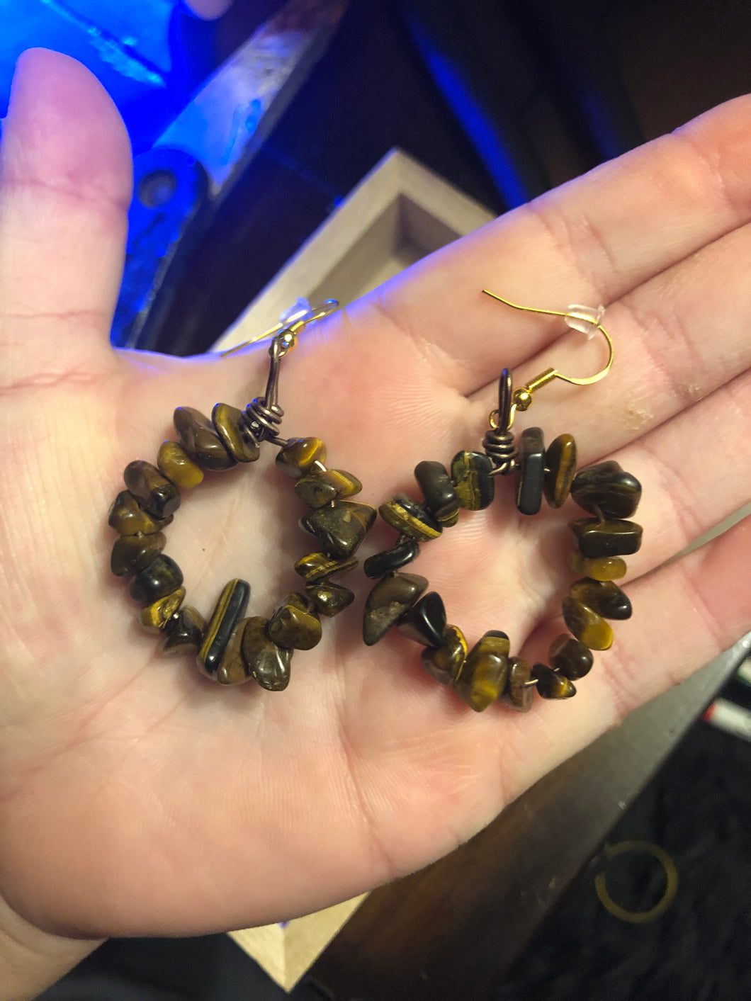 Tigers Eye Crystal Chip Earrings