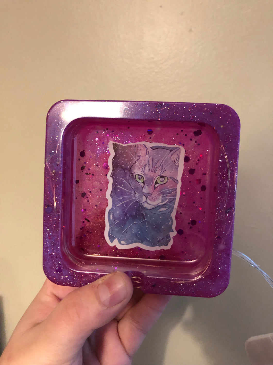 Pink / Purple Light-Up Constellation Cat Ashtray