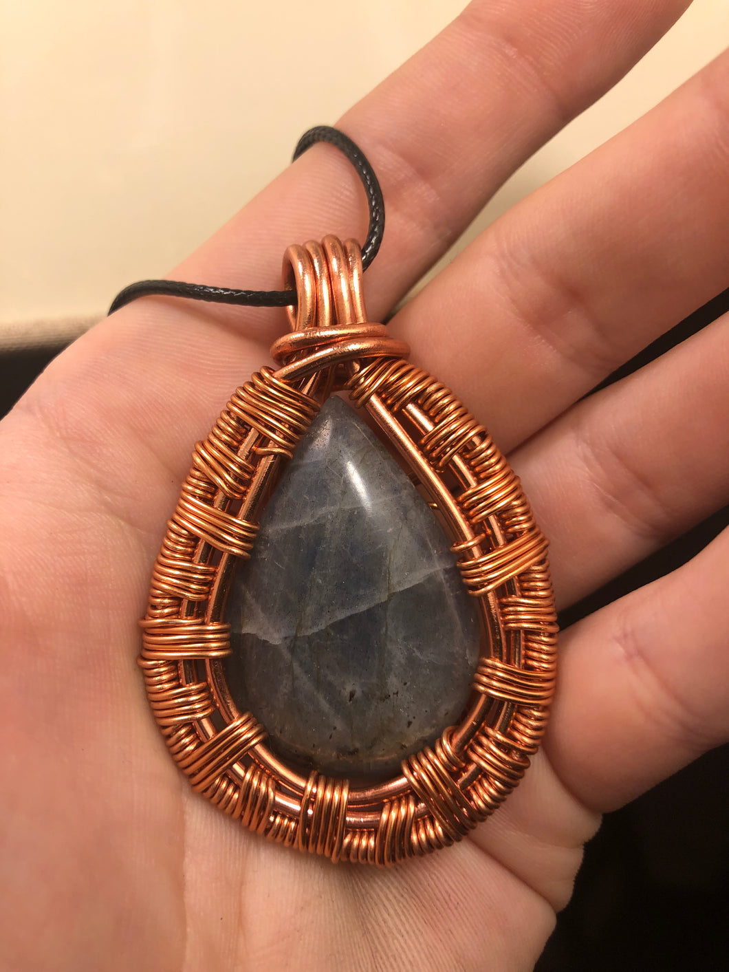 Large Flashy Labradorite Wire Wrapped Necklace